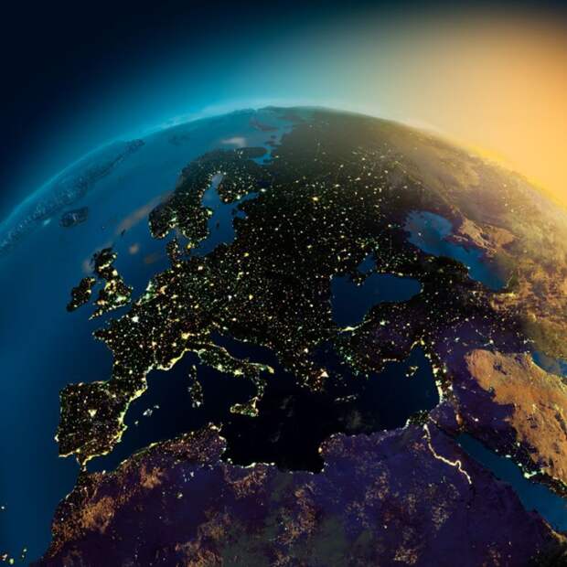 Ночное свечение Европы.