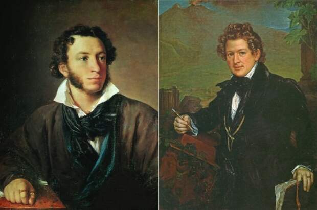 В. Тропинин. Слева – Портрет А. С. Пушкина, 1827. Справа – Портрет К. Брюллова, 1836 В. Тропинин. Слева – Портрет А. С. Пушкина, 1827. Справа – Портрет К. Брюллова, 1836