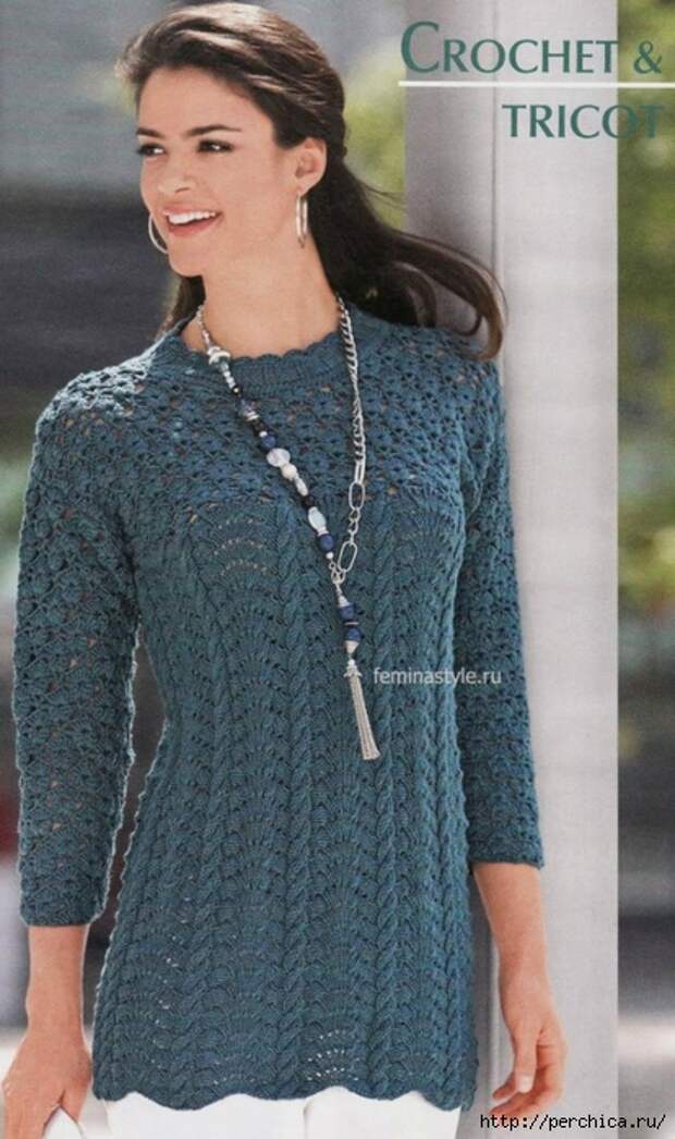 Ирина_Зелёная: Пуловер женский связанный красивым узором