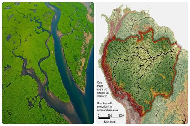 Исток реки Амазонка на карте