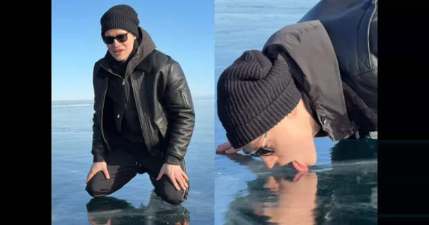 "Служу России!". Шаман объяснил, зачем он облизал лёд Байкала