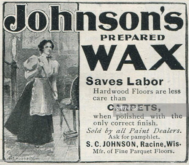 Реклама мастики для натирки полов Johnson, Висконсин, 1897. америка, история, реклама