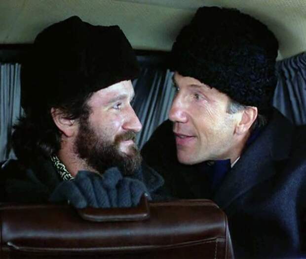 Савелий Крамаров и Робин Уильямс на съемках фильма &quot;Москва на Гудзоне&quot;, США, 1984 год.