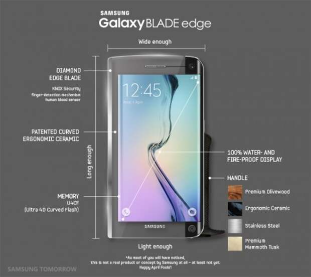 Samsung Galaxy Blade Edge позволяет одновременно делать салат и смотреть ролики на YouTube