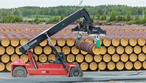Трубы для строительства газопровода Северный поток - 2 на заводе в Котке, Финляндия. Архивное фото