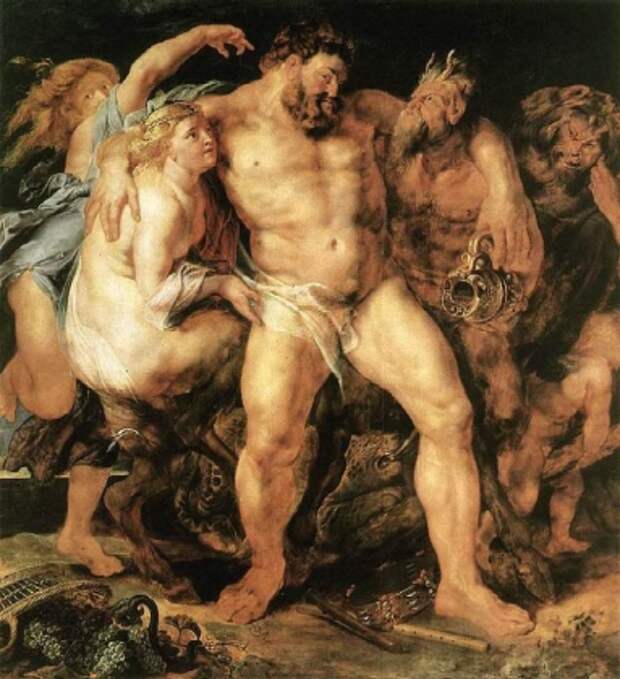 Питер Пауль Рубенс. «Пьяный Геракл». Масло на дубе. Около 1612 г