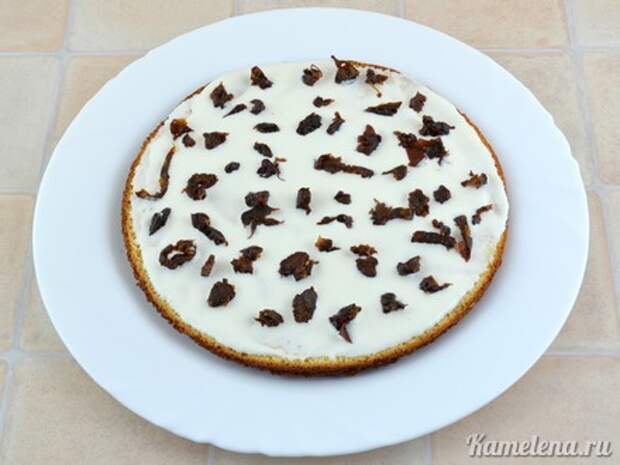 Сгущеночный торт со сметаной и черносливом — 10 шаг