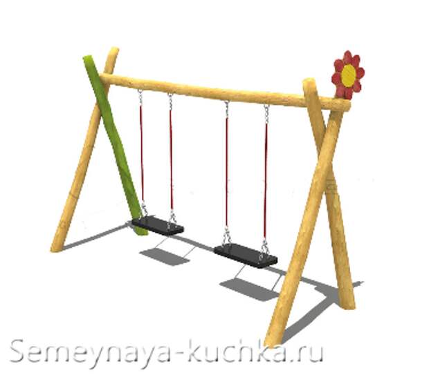качели из бревен