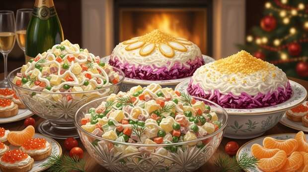 Специалист: салаты с майонезом опасны через два часа пребывания на столе