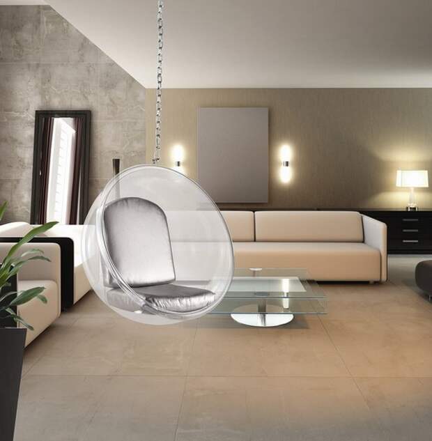 Прозрачное подвесное кресло-шар фото