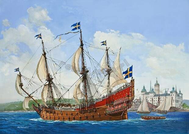 Шведский корабль «Ваза» во всем великолепии (совр. рисунок).