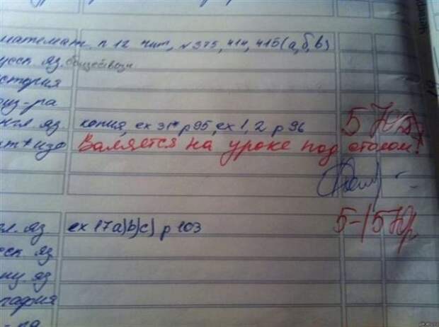 Безумно смешные записи учителей в школьных дневниках!