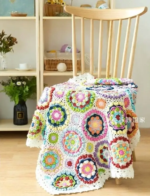 Плед из мотивов крючком (из японского журнала)