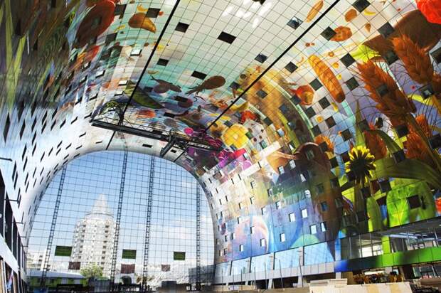 фреска на потолке крытого рынка Markthal Rotterdam в Роттердаме Нидерланды (5)