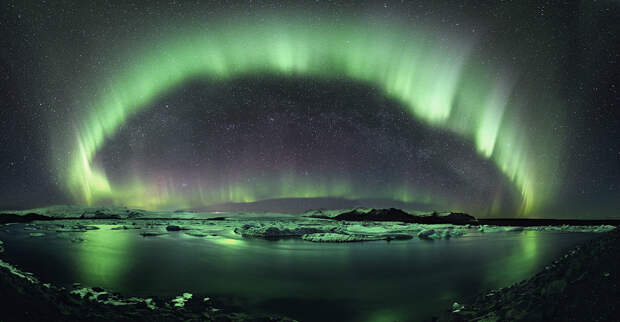 Stephane Vetter «Звёздная ночь в Исландии». звёзды, небо, пейзажи, фото