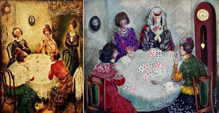 Игра в карты за столом. Автор: Ладо Тевдорадзе. 