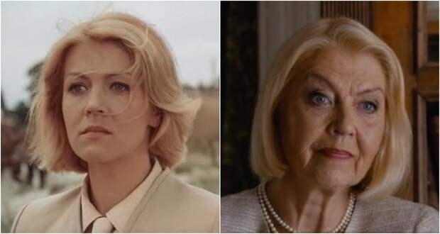 Лилита Озолиня в фильмах "Долгая дорога в дюнах" (1981) и "Герой" (2016)