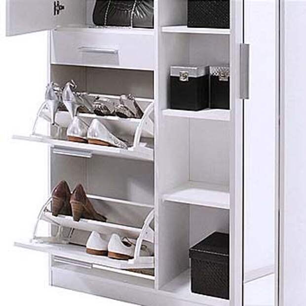 удобный белый шкаф для обуви