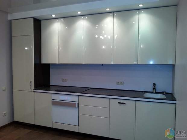Белая кухня фото, подсветка на кухне