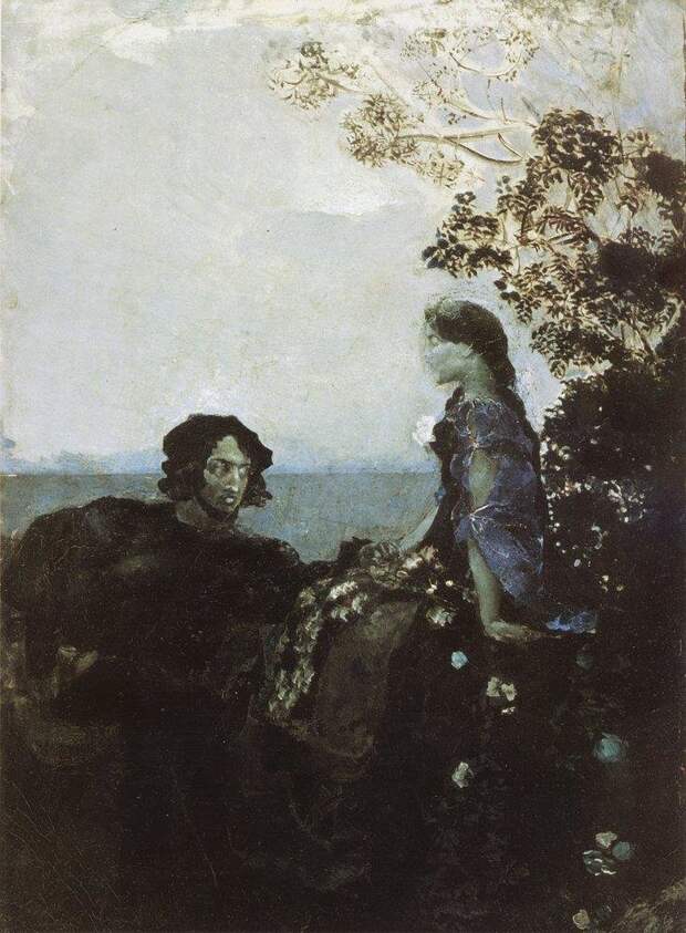Гамлет и Офелия. 1888 Гамлет и Офелия. 1888 Врубель, биография, великие имена, искусство, картины, керамика, творчество, художник