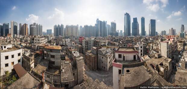 Гуанчжоу. Крыши и трущобы высота, китай, крыши, трущобы