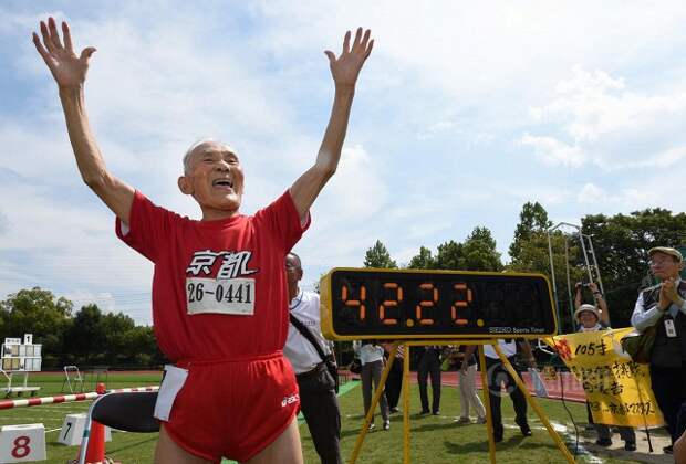 Японский долгожитель на 106 году жизни установил рекорд — пробежал стометровку за 42,2 секунды, среди бегунов его возрастной категории это…