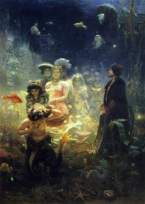 Садко в Подводном царстве. (1876 год). Автор: Илья Репин. (Картина написана во Франции). Садко в Подводном царстве. (1876 год). Автор: Илья Репин. (Картина написана во Франции).