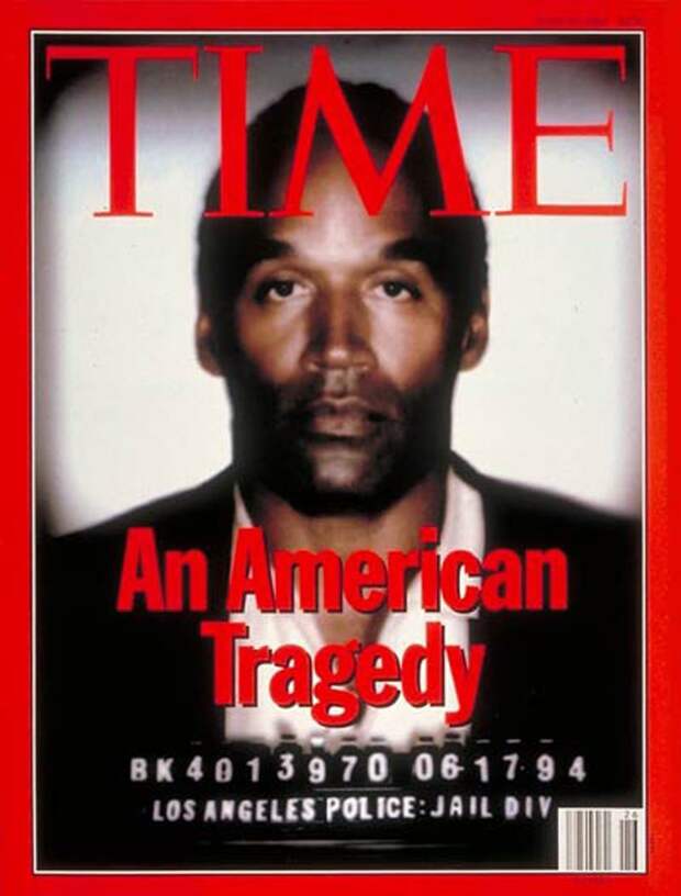 На обложке TIME от 27 июня 1994 года появился портрет американского футболиста О. Джея Симпсона, арестованного за убийство бывшей жены и её друга. ляпы, фотошоп