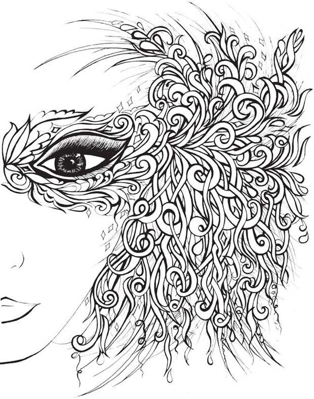 Creative Haven Fanciful Faces Coloring Book Welcome to Dover Publications - or use this design duplicated as a pattern for a quilled mask.: 