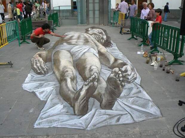 Реалистичные 3D рисунки на асфальте фото