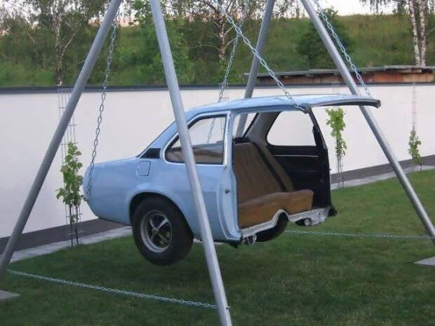 An-old-car-converted-into-a-swing