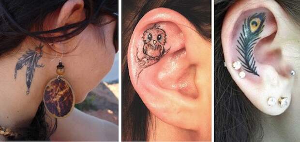 Оригинальные и необычные татуировки на ушах