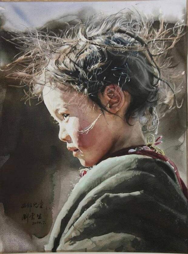 Китайский художник Лю Йуньшен и его акварель тибет, художник