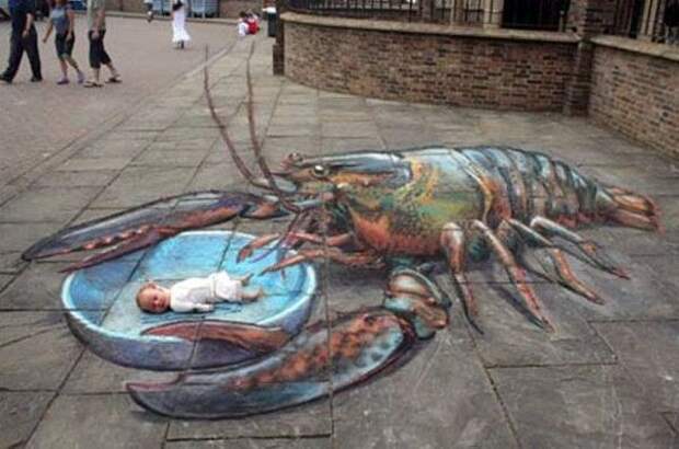 Реалистичные 3D рисунки на асфальте фото