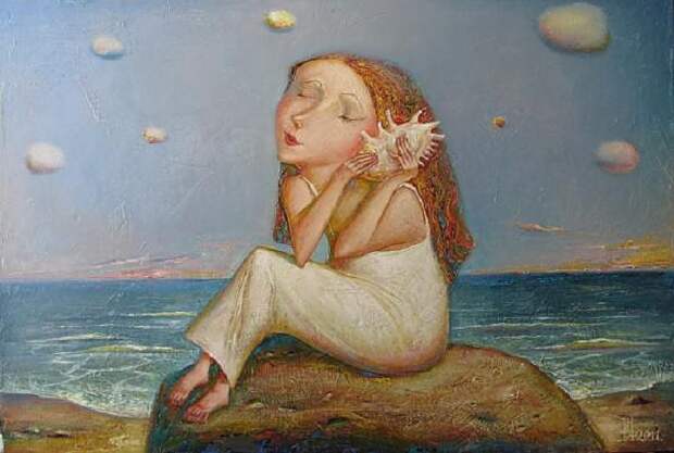 Девочка с ракушкой. Автор: Геннадий Шлыков.