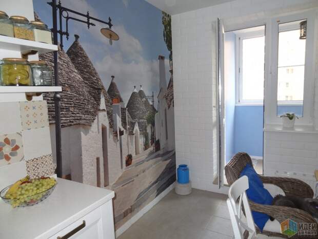Фотопанно на стене кухни, фреска в кухне