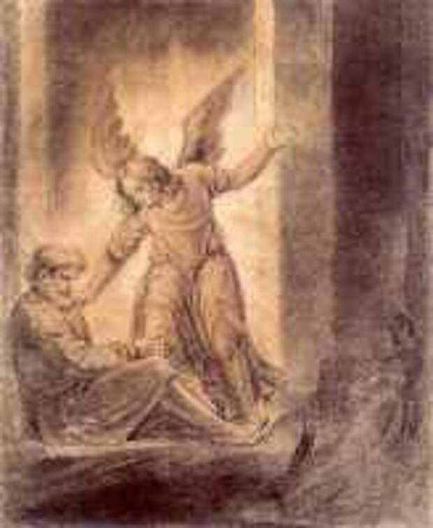 Т. Г. Шевченко. Освобождение апостола Петра из темницы. [1833 (?) С.-Петербург). Бумага, итальянский карандаш, сепия, уголь. 25,9 : 21,4 см. Национальный музей Тараса Шевченко, № г-616.