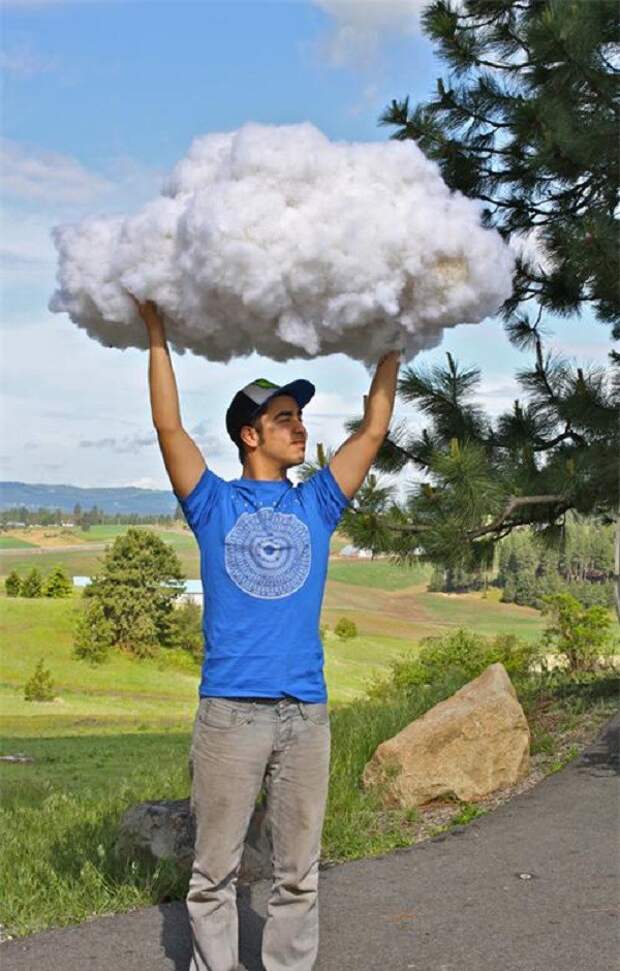 Облако в руках Облако из воздушных шариков, клея бумаги и ваты, не фотошоп, облако, облако в руках, своими руками