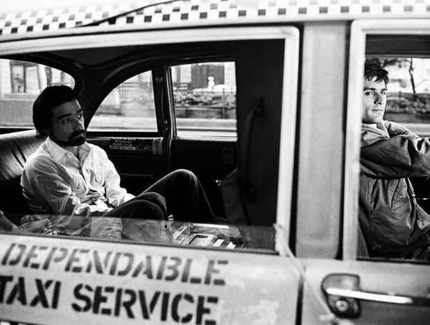 Мартин Скорсезе и Роберт Де Ниро во время съёмок «Таксиста», Нью-Йорк, 1975 год. знаменитости, редкие, фото