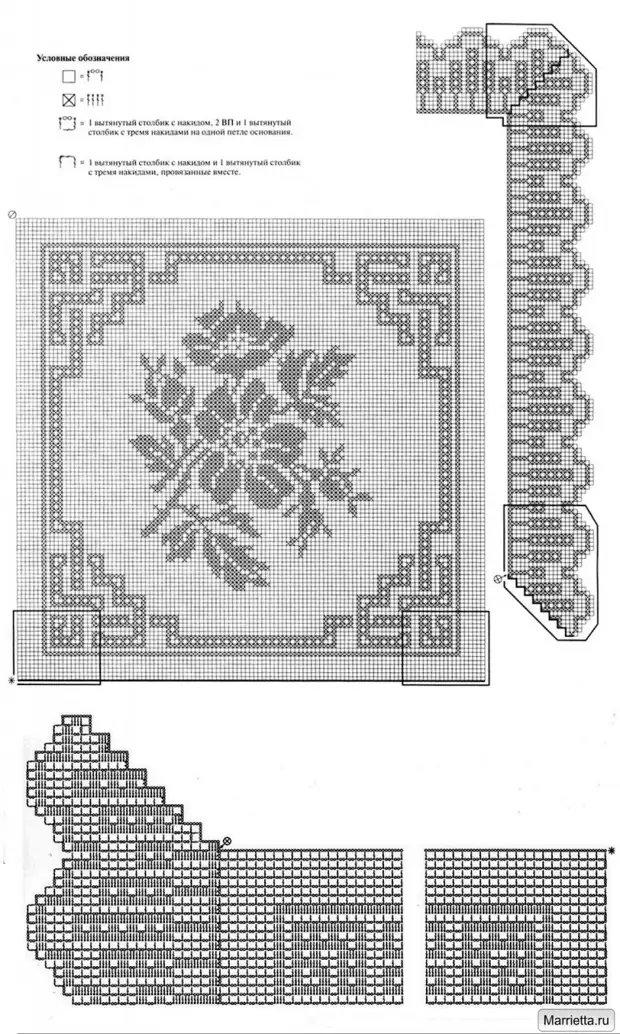 Филейное вязание крючком салфеток и скатертей схемы бесплатно прямоугольные