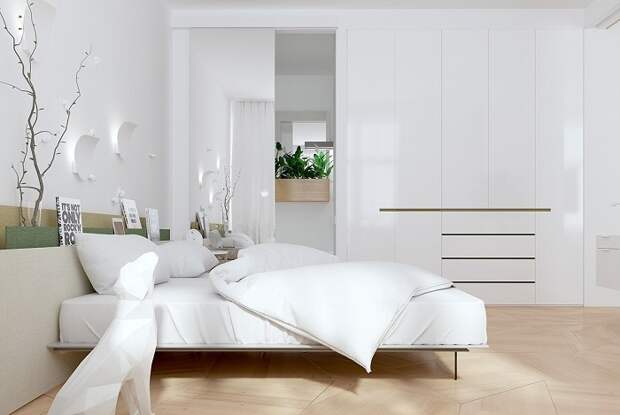 Трендовый интерьер спальной комнаты, который идеально подойдёт как для большого помещения, так и для маленькой комнатушки.