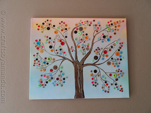 Яркие дерево кнопки на холсте Vibrant Button Tree on Canvas