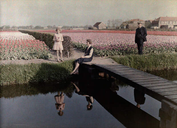Locals Relax By The Tulip Fields Along The Canal In Haarlem, The Netherlands, 1931