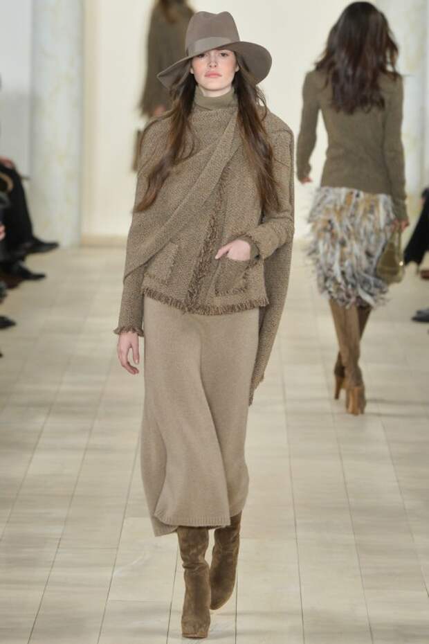 Ralph Lauren осень-зима 2015-2016, NYFW, knitwear, Неделя моды, вязана мода, кэмел, вязаное платье (фото 5)