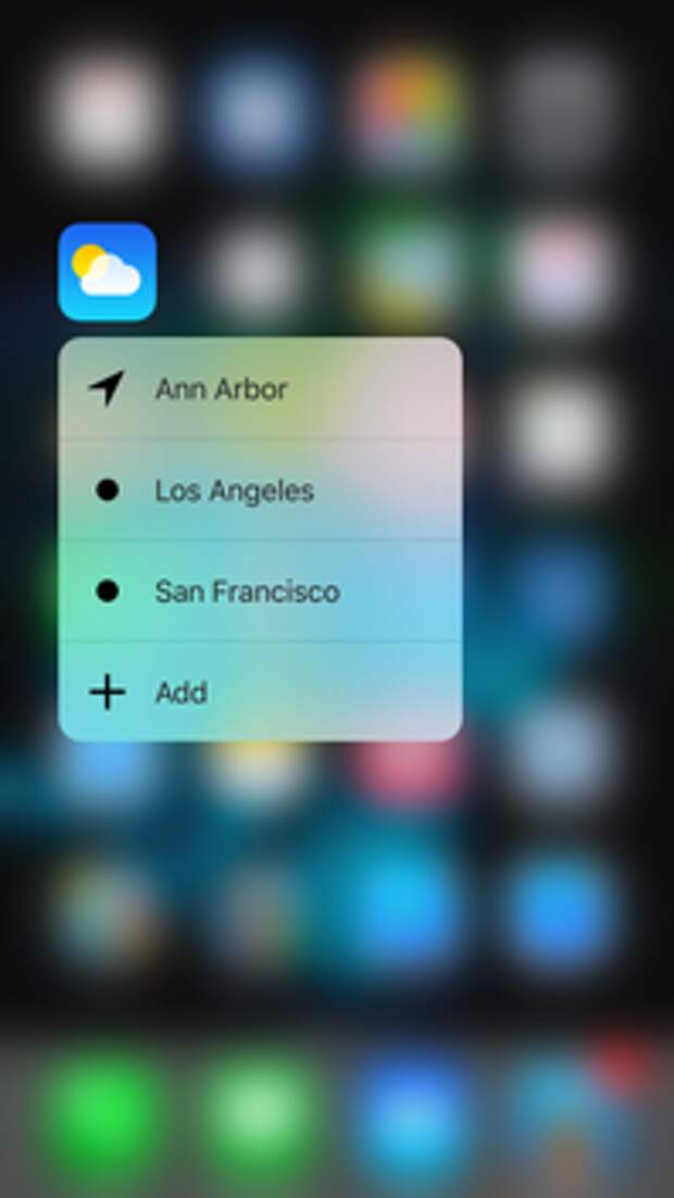 3D Touch в «Погоде»