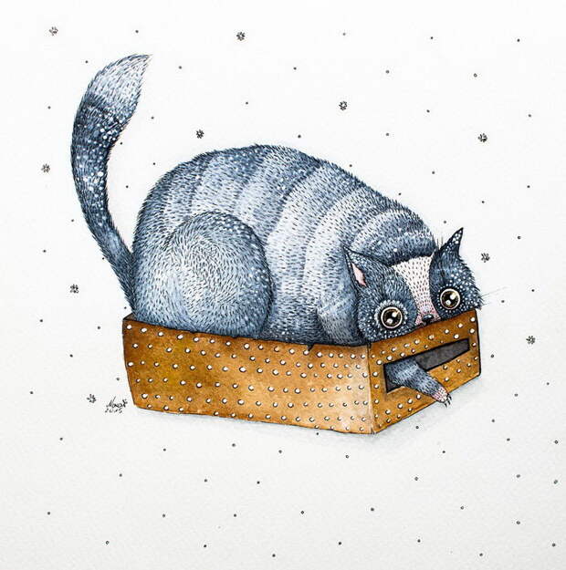 Акварельные кошки литовской художницы Nora