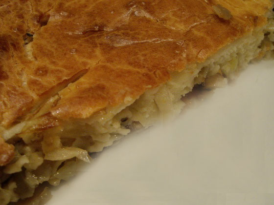 Ленивый пирог с капустой и грибами