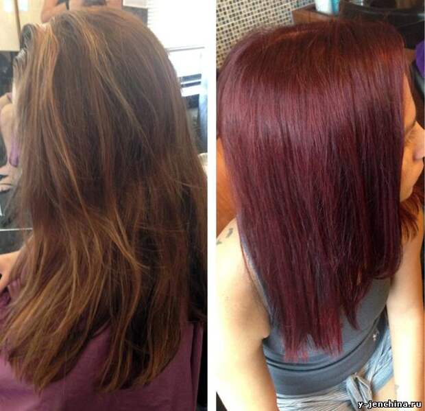 Коричневый цвет волос фото до и после окрашивания