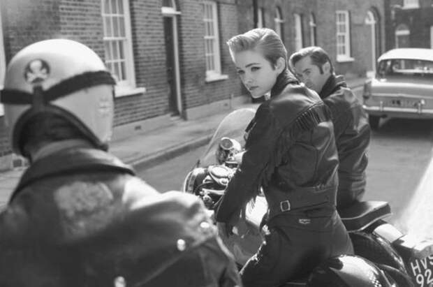 A female motorcyclist in the 60s