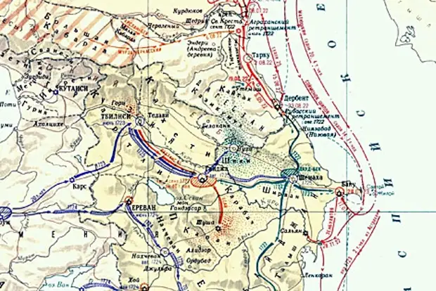 Карта каспийского похода